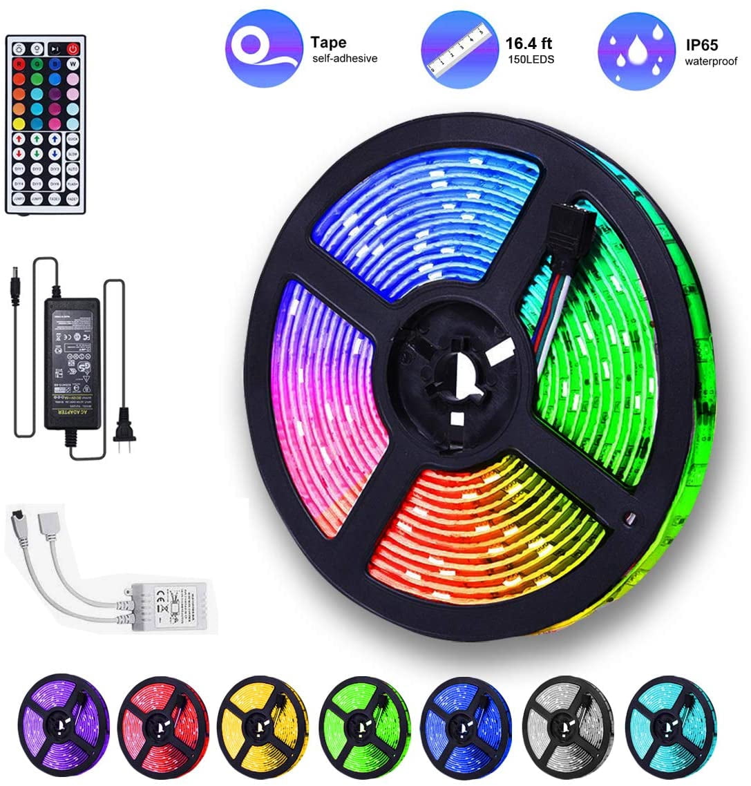 LED Strip Lights 6.56ft USB TV Backlight DC 5V RGB Strip Lights for 40 to 60 in HDTV Desktop PC Neon TV Lights Bias Lighting with 24 Key Remote USB Car Strip Light