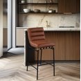 thumbnail image 2 of Meridian Furniture Burke Cognac Vegan Leather Bar Stool, 2 of 7