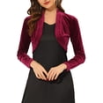 thumbnail image 1 of INSPIRE CHIC Boléro Court en Velours à Manches Longues Ouvert sur le devant pour Femme TP Bourgogne, 1 of 7