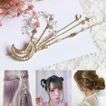 thumbnail image 2 of Retro Moon Rhinestone Tassel Beads Dangle Hairpin Hair Clip Women Bridal Jewelry, 2 of 8