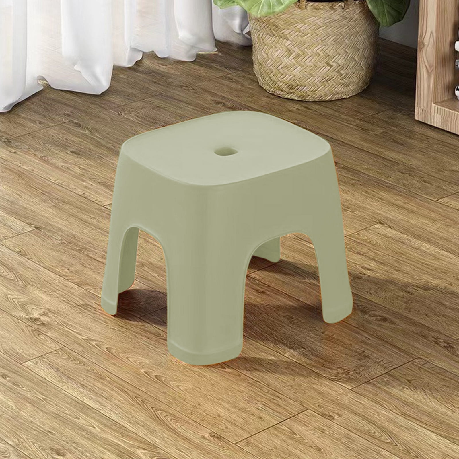 Fridja Non Slip Step Stool Shower Foot Stool 8 Inch High One Steps Stool Small Plastic Thickened Step Stool for Home, Office, Garage Stools Laundry Bathroom, 8.07x7.67x6.29in, Light Gray