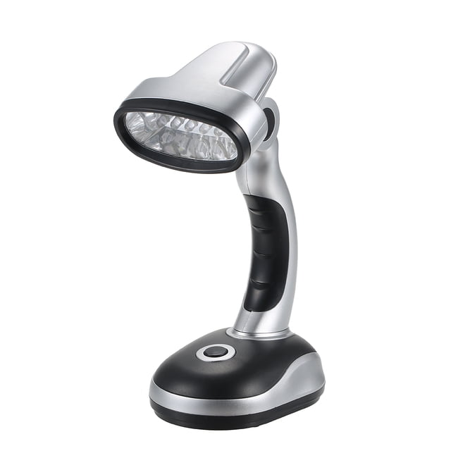 Yeacher Lampe de Bureau Portable à 12 DEL en Gris avec un angle d'Éclairage Ajustable. Présente une Conception Compacte, un Seul Bouton-Poussoir pour un Fonctionnement Marche/arrêt, et 12 DEL Blanc Éclatant (5500-6500k) pour un Éclairage Sans Vacillement. Fonctionne avec 3 Piles AA (Non Incluses). Idéale pour les Étudiants, le Travail de Bureau Ou la Lecture.