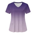 thumbnail image 1 of Cameland Women's Working Uniform Nursing Uniform With Two Pockets Scrubs Top Gradient Color Short Sleeve V-neck Tee, 1 of 3