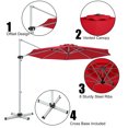 thumbnail image 4 of Costway Parasol Déporté de Patio 11 Pieds Rotation à 360 Degrés Inclinaison Extérieure avec Base Bourgogne, 4 of 8
