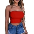 thumbnail image 1 of DPTALR Women's Solid Color Summer Casual Top Tube Top Strapless Blouse, 1 of 4