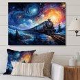 thumbnail image 1 of Designart Art Mural de Train, Rails de Train Modernes par Vincent, Grande Déco Murale de Train, Toile Murale Moderne Bleue, 20x12 Pouces, 1 of 5