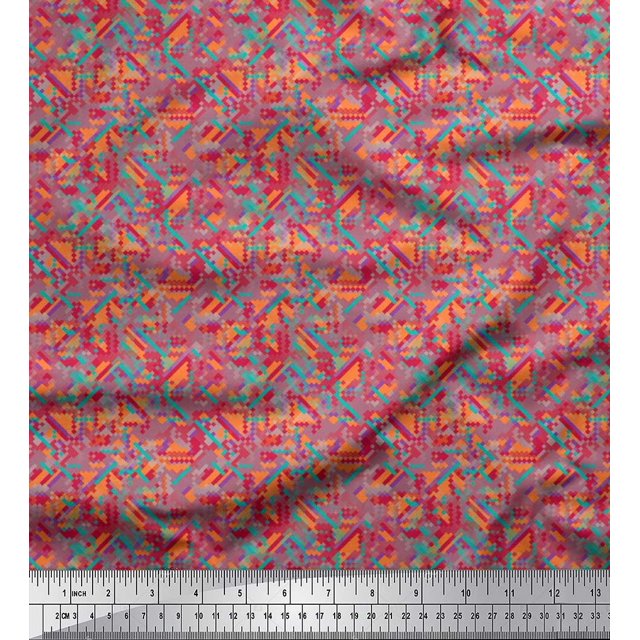 Soimoi Cotton Voile Fabric Check & Texture Print Fabric by the Yard 56 Inch Wide