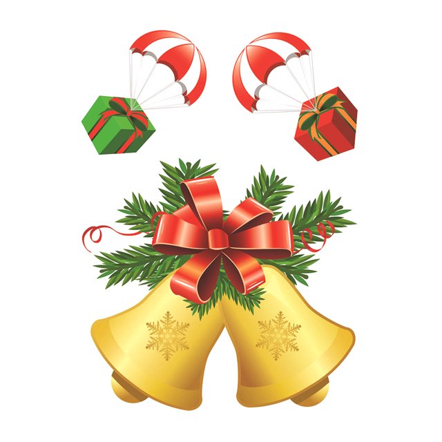 Christmas Static Sticker Fridge Window PVC fridge PVC sticker Decal Home Office Shop Self-adhesive Decoration, Bell
