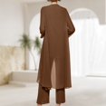thumbnail image 3 of Ensemble de Robe 3 Pcs pour Femmes Basique en Chiffon Surdimensionné Tenue de Vacances (Marron S), 3 of 6