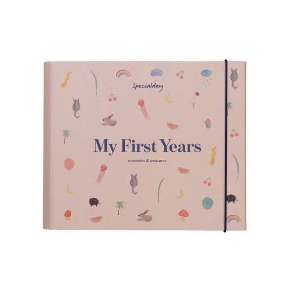 Specialday My First Years Baby Memory Book | Pregnancy to Age 7 Keepsake Journal | Expandable Ring Binder Baby Book with Pockets | Premium FSC Paper Memory Album | Rose Baby Journal Album