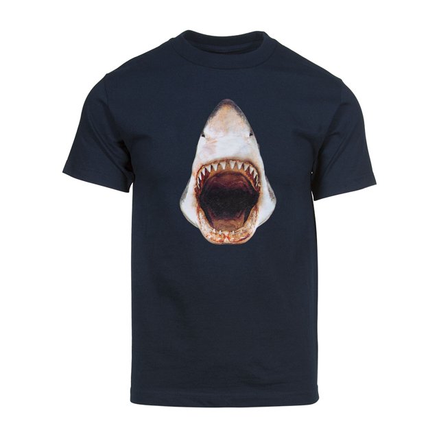 T-Shirt à Manches Courtes pour Homme avec Attaque de Requin - Bleu Marine - Petit