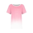 thumbnail image 4 of Haut à Manches Courtes pour Femme, Blouse Décontractée à Imprimé Dégradé avec Détail Patchwork, T-Shirt à Col Rond pour le Quotidien, 4 of 5
