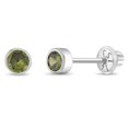 thumbnail image 1 of Bezel Set Simulated Peridot Toddler Screw Back Earrings 14k White Gold, 1 of 6