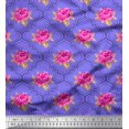 thumbnail image 1 of Soimoi Tissu de Velours Design Quadrillé, Feuilles & Rose Imprimé Floral 1 Yard 58 Inch Wide, 1 of 3