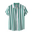 thumbnail image 1 of TopLLC Polos pour Hommes à Rayures à Manches Courtes Style Hawaïen Tropical Coupe Régulière Chemises en Coton à Boutons, 1 of 8
