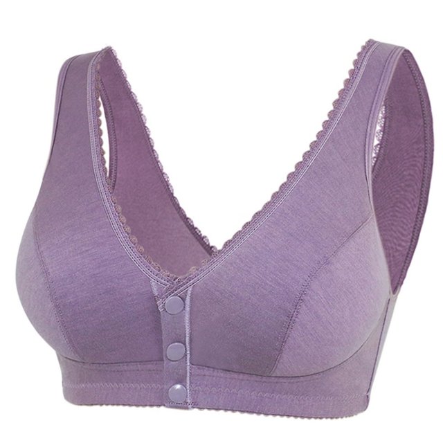 CHUANK Front Closure Bras for Women Underwire Padded Plus Size Full Coverage Bras Beige 4XL