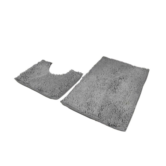 maskred TPR Bottom Chenille Rug For Bathroom No Loose Thread And Good Stepping Feeling Prompt And Strong Deep Grey 50*80+50*50 1 Pc