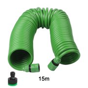 Coil Garden Hose 7.5m-20m, Recoil Watering Pipe With Plastic Connectors For Courtyard Lawn Garden, Flexible Indoor Outdoor Plant Waterer, Long-Lasting Water Hose, Green(15M)