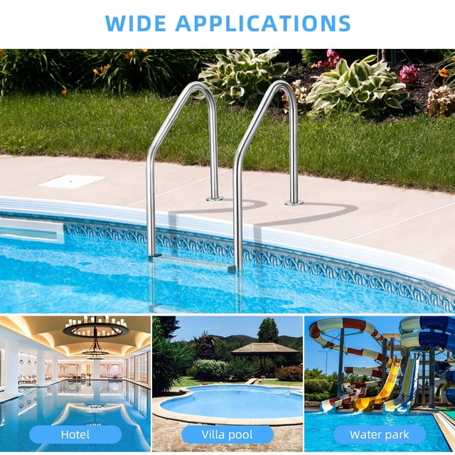 GloryStar Inground Pool Ladder,304 Stainless Steel Swimming Pool Ladder,Non-Slip Swimming Pool Ladder for Deep End, Easy Assembly, 380lbs Load Capacity - Perfect for Indoor/Outdoor Pools