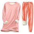 thumbnail image 1 of Pisexur Ensembles 2 Pcs pour Femmes Ensembles de Pyjama en Molleton Chaud pour Femmes 2 Pcs Chandail à Col Rond Pantalon de Pyjama Ample Vêtements de Détente Décontractés Tenues d'Hiver Surdimensionnées Grande Taille P-5TG, 1 of 2