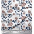 thumbnail image 1 of Soimoi Tissu Satin Soie Feuilles & Roses Imprimé Floral 1 Yard 42 Pouces de Large, 1 of 3
