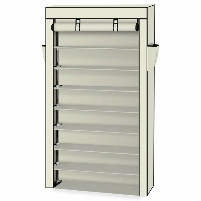 10 Tiers Shoe Rack with Dustproof Cover 45 Pairs Closet Shoe Storage Cabinet Organizer