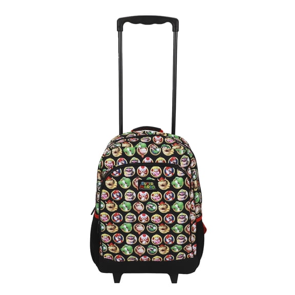 Sac à dos à roulettes de 16 po Super Mario pour garçons avec imprimé de personnages
