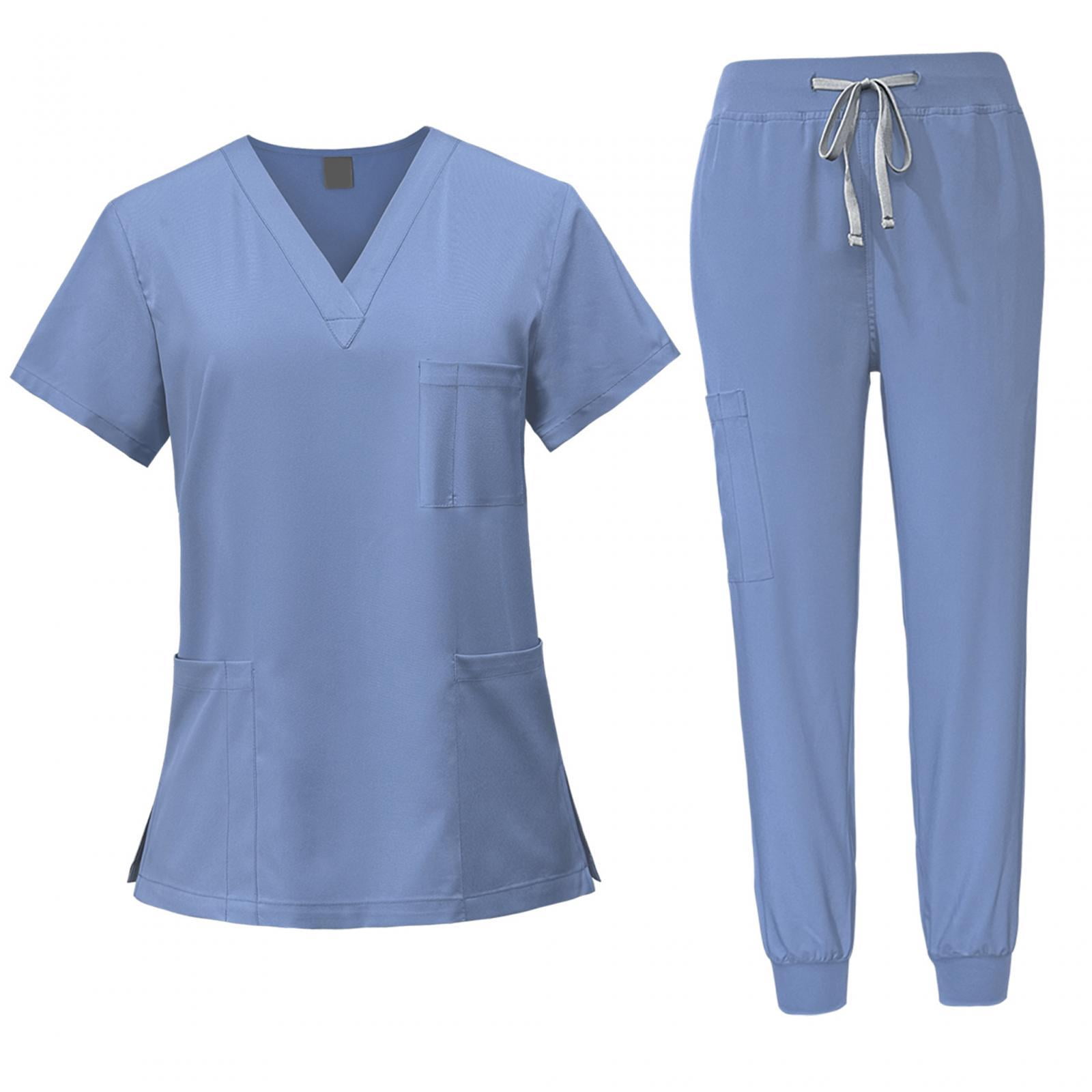 Female Scrub Set V Neckline Nurse Workwear for Beauty Center SPA Cosmetology L