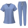 thumbnail image 1 of Female Scrub Set V Neckline Nurse Workwear for Beauty Center SPA Cosmetology L, 1 of 8