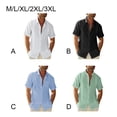 thumbnail image 4 of pitrice Men Shirt Casual Short Sleeve Breathable Replacement Button Down Solid Color Fashionable Home Dating Shirts Top Light Blue 3XL 1Set, 4 of 5