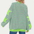 thumbnail image 5 of Swstbby Liquidation d'Économies d'Automne! Hauts d'Automne pour Femmes Grande Taille, Blouse Mode pour Femme à Col Rond à Rayures Imprimées Ample à Manches Longues Blouses Chandails Vert m, 5 of 5