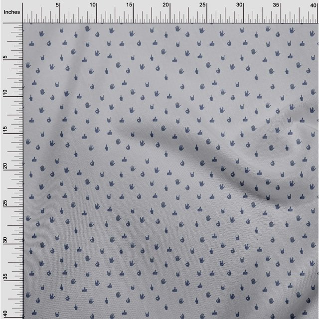 oneOone Georgette Viscose Fabric Finger Sign Symbol Print Fabric by The Yard 42 Inch Wide