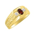 thumbnail image 4 of RYLOS Men's Rings 14K Yellow Gold Classic Nugget 6X4MM Oval Gemstone & Diamond Ring Garnet January Birthstone Rings Size 13, 4 of 7
