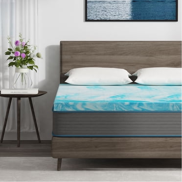 EGO HOME Surmatelas Grand 3 Pouces, Surmatelas en Mousse Mémoire à Gel Rafraîchissant, Bleu