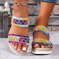 thumbnail image 2 of Sandales Boho pour Femmes de Vacances Espadrilles Ethniques à Plateforme Compensée Pantoufles de Robe Plage Décontractées à Enfiler Chaussures d'Été, 2 of 6