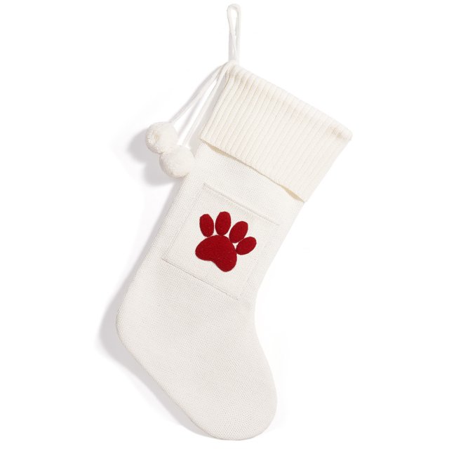 Christmas Knitted Stocking With Personalised Alphabet Letter Alphabet Decorations Initial White footprint