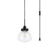thumbnail image 3 of Living District LDPG6252BK Lyle 1 Light Black & Clear Seeded Glass Plug-In Pendant, 3 of 3