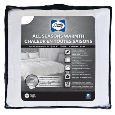 Sealy All Seasons Down Duvet, King- Cotton Baffle Box Design Cover, Down Feather Fill