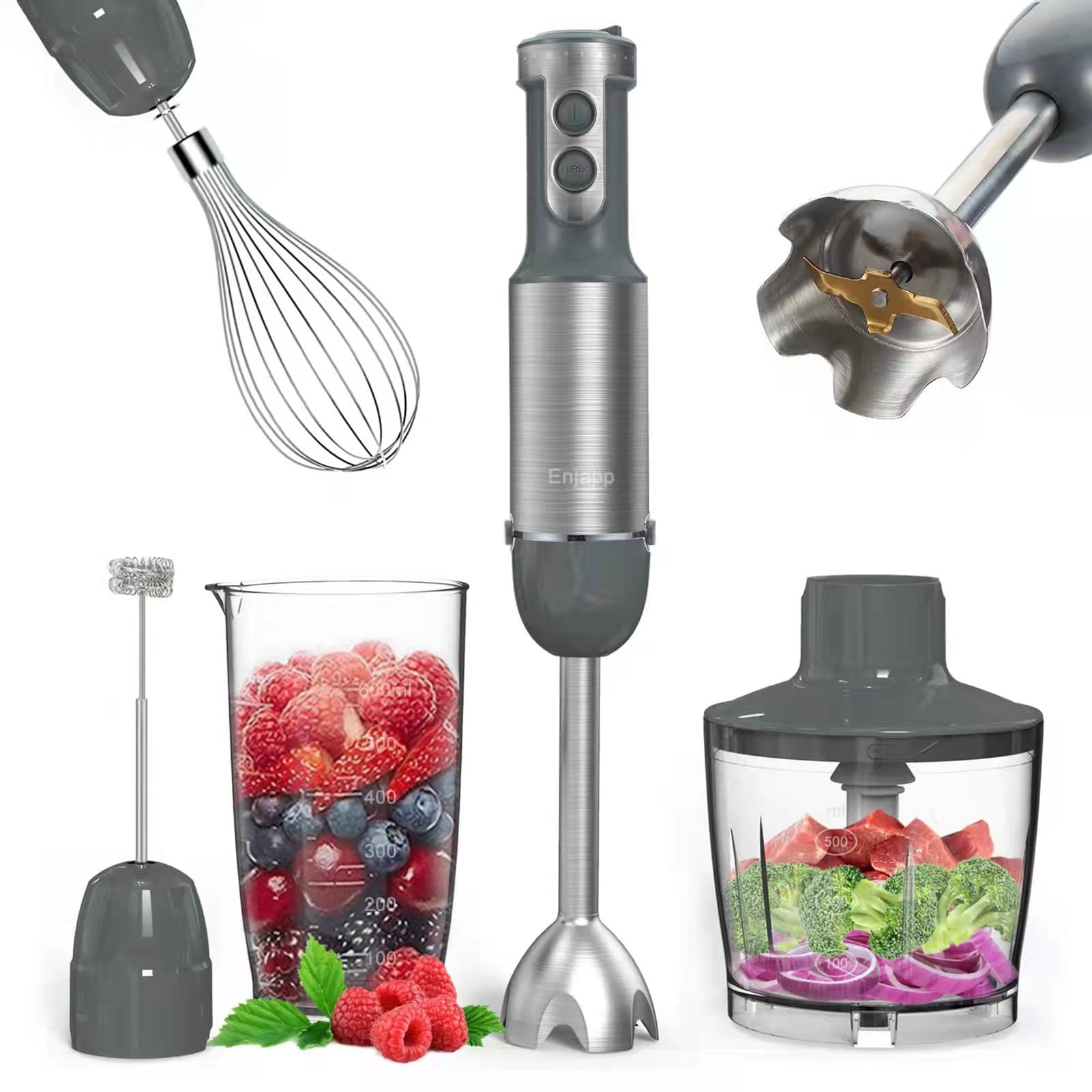 Zootealy 5-in-1 Multifunctional Handheld Stick Blender with Whisk 6 Adjustable Speeds for Kitchen