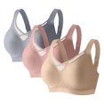 thumbnail image 2 of Kyusrd Plus Size Cut-Off Seamless Bra For Women'S 3Pcs Supportive Full Coverage Wireless Bralette Bra Adjustable Shoulder Straps Bra Soild Color Everyday Athletic Sport Bra, 2 of 9