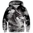 thumbnail image 1 of Zwiiyzr 2025 4-14 Ans Garçons Sweat à Capuche Oversize Motif Manches Longues T-Shirt Imprimé Col Rond Noir, 1 of 3