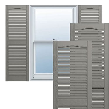 Ekena Millwork Lifetime Vinyl LL1S14X03900CL Standard Cathedral Top Center Mullion, Open Louver Vinyl Shutters, w/Installation Shutter-Lok's & Matching Screws (Per Pair), 14 1/2"W x 39"H, Clay