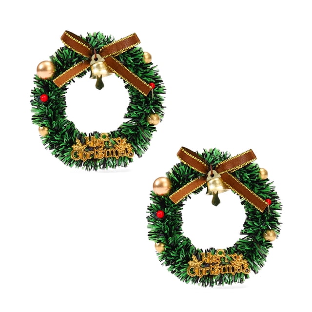 WLOELOEW Style D 2 Piece Christmas Magnetic Wreath Ornament Refrigerator Magnet For Holiday Home Kitchen Decor Festive D