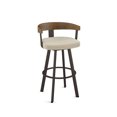 thumbnail image 1 of Amisco Lars 30 in. Swivel Bar Stool - Cream Bouclé Polyester / Light Brown Wood / Dark Brown Metal, 1 of 10