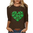 thumbnail image 2 of T-Shirt Ample à Manches Trois-Quarts et Col Rond Imprimé pour la Saint-Patrick pour Femmes, 2 of 6