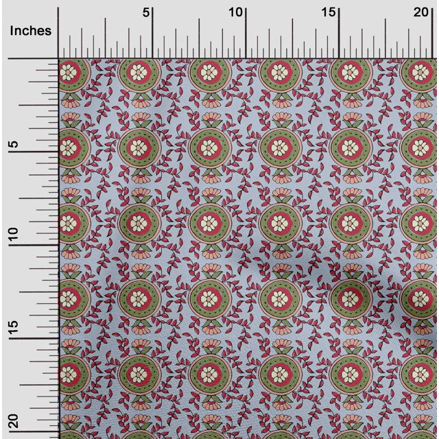 oneOone Tissu Viscose Georgette Feuilles & Floral Imprimé Bloc Tissu BTY 42 Pouces de Large