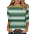 thumbnail image 2 of Jovati Blouse Décontractée à Manches Courtes et Col Rond pour Femmes, Imprimé à Rayures, Mélange Polyester-Spandex, Tenue Quatre Saisons, Coupe Fidèle à la Taille, Lavable à la Machine, 2 of 6