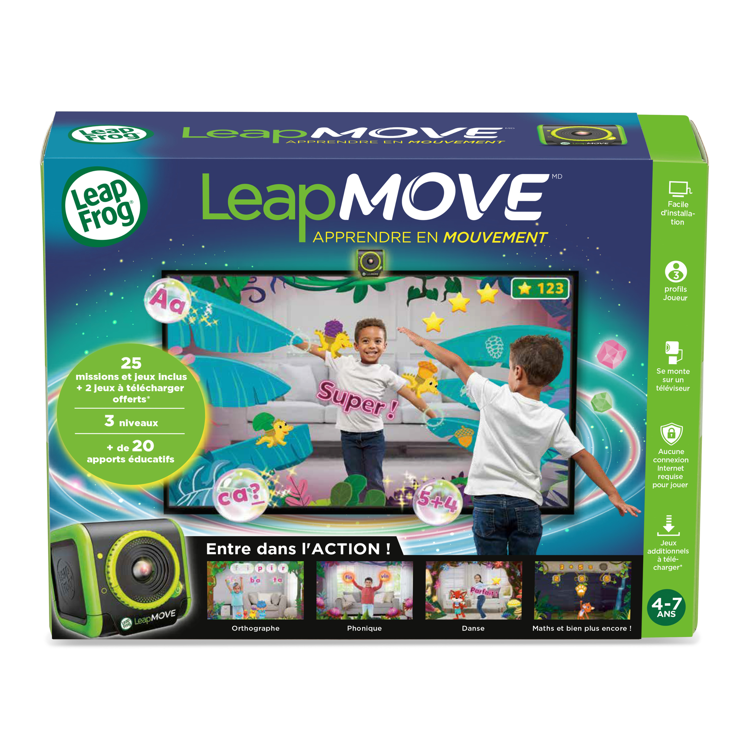 LeapFrog® LeapMove - Système de jeu vidéo d'apprentissage actif - Version francaise, 4-7 Ans