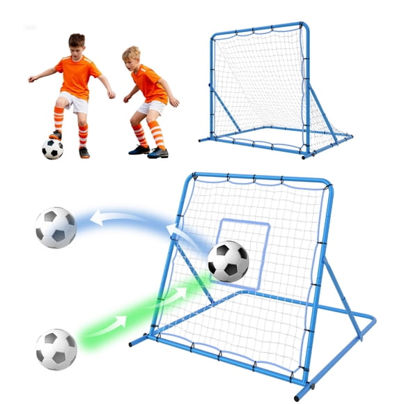 Soccer Goals Training Equipment – 2-in-1 Adjustable Goal & Rebounder Net (4x4 ft), Durable Construction for Kids/Teens/Adults – Backyard Practice for Passing & Ball Control