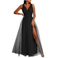 thumbnail image 2 of TIMIFIS Robe Longue Formelle d'Été pour Femme à Épaules Dénudées Sans Manches Froncée Moulante Invitée de Mariage Fendue Soirée Boîte de Nuit Robe Maxi Printemps, 2 of 6